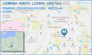 PORADNIA OTOLARYNGOLOGICZNA - LEONARDA DOROTA LIZUREK-SZKATUŁA - ŚWIĘTEGO WAWRZYŃCA 1,  WODZISŁAW ŚLĄSKI