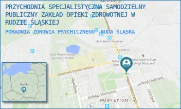PORADNIA ZDROWIA PSYCHICZNEGO - PRZYCHODNIA SPECJALISTYCZNA SAMODZIELNY PUBLICZNY ZAKŁAD OPIEKI ZDROWOTNEJ W RUDZIE ŚLĄSKIEJ - UL. PIOTRA NIEDURNEGO 50D,  RUDA ŚLĄSKA