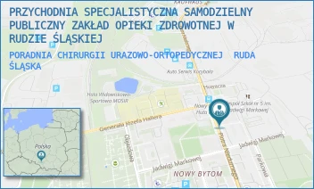 PORADNIA CHIRURGII URAZOWO-ORTOPEDYCZNEJ - PRZYCHODNIA SPECJALISTYCZNA SAMODZIELNY PUBLICZNY ZAKŁAD OPIEKI ZDROWOTNEJ W RUDZIE ŚLĄSKIEJ - UL. PIOTRA NIEDURNEGO 50D,  RUDA ŚLĄSKA