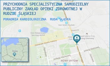 PORADNIA KARDIOLOGICZNA - PRZYCHODNIA SPECJALISTYCZNA SAMODZIELNY PUBLICZNY ZAKŁAD OPIEKI ZDROWOTNEJ W RUDZIE ŚLĄSKIEJ - UL. PIOTRA NIEDURNEGO 50D,  RUDA ŚLĄSKA