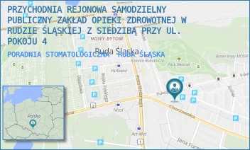 PORADNIA STOMATOLOGICZNA - PRZYCHODNIA REJONOWA SAMODZIELNY PUBLICZNY ZAKŁAD OPIEKI ZDROWOTNEJ W RUDZIE ŚLĄSKIEJ Z SIEDZIBĄ PRZY UL. POKOJU 4 - UL. POKOJU 4,  RUDA ŚLĄSKA