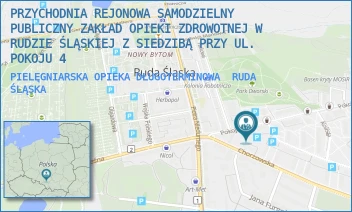 PIELĘGNIARSKA OPIEKA DŁUGOTERMINOWA - PRZYCHODNIA REJONOWA SAMODZIELNY PUBLICZNY ZAKŁAD OPIEKI ZDROWOTNEJ W RUDZIE ŚLĄSKIEJ Z SIEDZIBĄ PRZY UL. POKOJU 4 - UL. POKOJU 4,  RUDA ŚLĄSKA