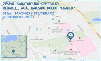 DZIAŁ (PRACOWNIA) FIZJOTERAPII - ZESPÓŁ SANATORYJNO-SZPITALNY REHABILITACJI NARZADU RUCHU "GWAREK" - UL. UZDROWISKOWA 51,  GOCZAŁKOWICE-ZDRÓJ