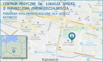 PORADNIA OTOLARYNGOLOGICZNA DLA DZIECI - CENTRUM MEDYCZNE ŚW. ŁUKASZA SPÓŁKA Z OGRANICZONĄ ODPOWIEDZIALNOŚCIĄ - UL. UNIWERSYTECKA 13,  KATOWICE