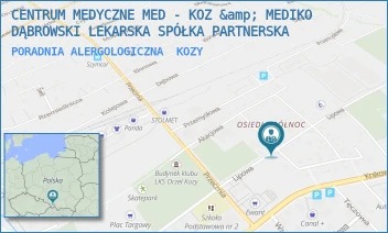PORADNIA ALERGOLOGICZNA - CENTRUM MEDYCZNE MED - KOZ &amp; MEDIKO DĄBROWSKI LEKARSKA SPÓŁKA PARTNERSKA - UL. LIPOWA 2,  KOZY
