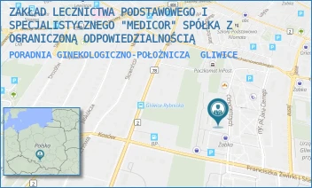PORADNIA GINEKOLOGICZNO-POŁOŻNICZA - ZAKŁAD LECZNICTWA PODSTAWOWEGO I SPECJALISTYCZNEGO "MEDICOR" SPÓŁKA Z OGRANICZONĄ ODPOWIEDZIALNOŚCIĄ - UL. CICHOCIEMNYCH 14,  GLIWICE
