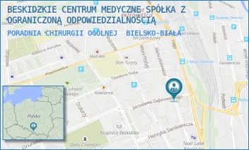 PORADNIA CHIRURGII OGÓLNEJ - BESKIDZKIE CENTRUM MEDYCZNE SPÓŁKA Z OGRANICZONĄ ODPOWIEDZIALNOŚCIĄ - UL. JAROSŁAWA DĄBROWSKIEGO 3/1,  BIELSKO-BIAŁA