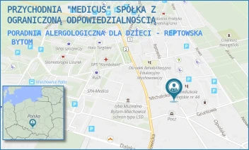PORADNIA ALERGOLOGICZNA DLA DZIECI - REPTOWSKA - PRZYCHODNIA "MEDICUS" SPÓŁKA Z OGRANICZONĄ ODPOWIEDZIALNOŚCIĄ - UL. REPTOWSKA 20,  BYTOM