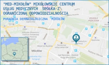 PORADNIA DERMATOLOGICZNA - "MED-MIKOŁÓW" MIKOŁOWSKIE CENTRUM USŁUG MEDYCZNYCH  SPÓŁKA Z OGRANICZONĄ ODPOWIEDZIALNOŚCIĄ - UL. STEFANA OKRZEI 31,  MIKOŁÓW