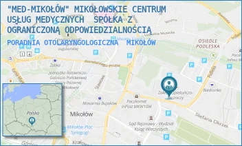 PORADNIA OTOLARYNGOLOGICZNA - "MED-MIKOŁÓW" MIKOŁOWSKIE CENTRUM USŁUG MEDYCZNYCH  SPÓŁKA Z OGRANICZONĄ ODPOWIEDZIALNOŚCIĄ - UL. STEFANA OKRZEI 31,  MIKOŁÓW