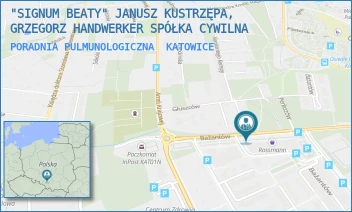 PORADNIA PULMUNOLOGICZNA - "SIGNUM BEATY" JANUSZ KUSTRZĘPA, GRZEGORZ HANDWERKER SPÓŁKA CYWILNA - BAŻANTÓW 6C,  KATOWICE