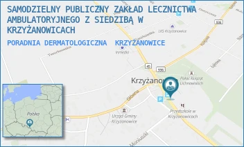 PORADNIA DERMATOLOGICZNA - SAMODZIELNY PUBLICZNY ZAKŁAD LECZNICTWA AMBULATORYJNEGO Z SIEDZIBĄ W KRZYŻANOWICACH - UL. WYZWOLENIA 1,  KRZYŻANOWICE