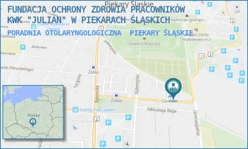 PORADNIA OTOLARYNGOLOGICZNA - FUNDACJA OCHRONY ZDROWIA PRACOWNIKÓW KWK "JULIAN" W PIEKARACH ŚLĄSKICH - UL. GEN.J. ZIĘTKA 30,  PIEKARY ŚLĄSKIE