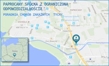 PORADNIA CHORÓB ZAKAŹNYCH - PAPROCANY SPÓŁKA Z OGRANICZONĄ ODPOWIEDZIALNOŚCIĄ - UL. WŁADYSŁAWA SIKORSKIEGO 101,  TYCHY