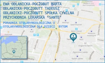 PORADNIA OTOLARYNGOLOGICZNA I OTOLARYNGOLOGICZNA DLA DZIECI - SPÓŁKA CYWILNA PRZYCHODNIA LEKARSKA "SANTE" EWA ODLANICKA-POCZOBUTT MARTA ODLANICKA-POCZOBUTT - UL. SĄDOWA 3,  BYTOM
