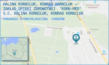 PORADNIA STOMATOLOGICZNA - HALINA KORNILUK, KONRAD KORNILUK - ZAKŁAD OPIEKI ZDROWOTNEJ  "KORN-MED" S.C. HALINA KORNILUK, KONRAD KORNILUK - 11-LISTOPADA  59/1A,  CHORZÓW