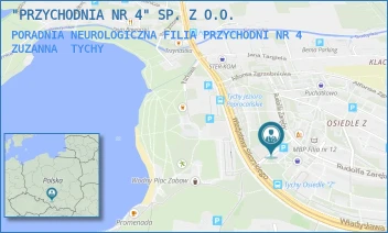 PORADNIA NEUROLOGICZNA FILIA PRZYCHODNI NR 4 ZUZANNA - "PRZYCHODNIA NR 4" SP. Z O.O. - UL. RUDOLFA ZARĘBY 37 A,  TYCHY
