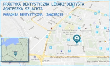 PORADNIA DENTYSTYCZNA - PRAKTYKA DENTYSTYCZNA LEKARZ DENTYSTA AGNIESZKA SZLACHTA - UL. DOJAZD 5/D,  ZAWIERCIE
