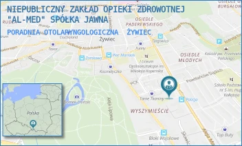 PORADNIA OTOLARYNGOLOGICZNA - NIEPUBLICZNY ZAKŁAD OPIEKI ZDROWOTNEJ "AL-MED" SPÓŁKA JAWNA - ALEJA PIŁSUDSKIEGO 50,  ŻYWIEC