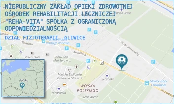 DZIAŁ FIZJOTERAPII - NIEPUBLICZNY ZAKŁAD OPIEKI ZDROWOTNEJ OŚRODEK REHABILITACJI LECZNICZEJ "REHA-VITA" SPÓŁKA Z OGRANICZONĄ ODPOWIEDZIALNOŚCIĄ - UL. KOZIELSKA 52,  GLIWICE