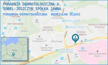 PORADNIA DERMATOLOGICZNA - PORADNIA DERMATOLOGICZNA A. SOBEL-JUSZCZYK SPÓŁKA JAWNA - UL. 26 MARCA 164,  WODZISŁAW ŚLĄSKI