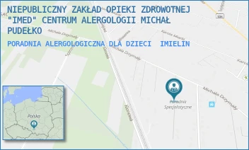 PORADNIA ALERGOLOGICZNA DLA DZIECI - MICHAŁ PUDEŁKO NIEPUBLICZNY ZAKŁAD OPIEKI ZDROWOTNEJ "IMED" CENTRUM ALERGOLOGII - UL. MICHAŁA DRZYMAŁY 55,  IMIELIN