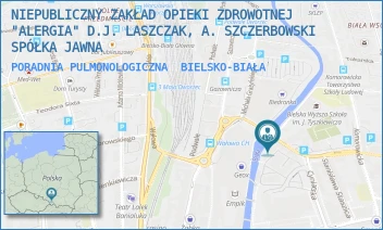 PORADNIA PULMONOLOGICZNA - NIEPUBLICZNY ZAKŁAD OPIEKI ZDROWOTNEJ "ALERGIA" D.J. LASZCZAK, A. SZCZERBOWSKI SPÓŁKA JAWNA - UL. CYNIARSKA 24,  BIELSKO-BIAŁA