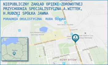 PORADNIA OKULISTYCZNA - NIEPUBLICZNY ZAKŁAD OPIEKI ZDROWOTNEJ PRZYCHODNIA SPECJALISTYCZNA A.WITTEK, H.RUDZKI SPÓŁKA JAWNA - UL. PIOTRA NIEDURNEGO 50D,  RUDA ŚLĄSKA