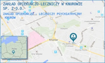 ZAKŁAD OPIEKUŃCZO - LECZNICZY PSYCHIATRYCZNY - ZAKŁAD OPIEKUŃCZO-LECZNICZY W KNUROWIE SP. Z O.O. - UL. DWORCOWA 3,  KNURÓW