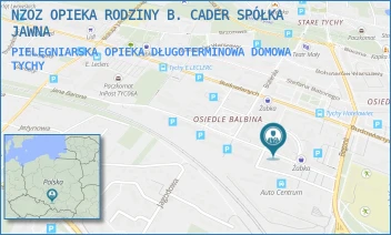 PIELĘGNIARSKA OPIEKA DŁUGOTERMINOWA DOMOWA - NZOZ OPIEKA RODZINY B. CADER SPÓŁKA JAWNA - UL. BARONA 33 A,  TYCHY