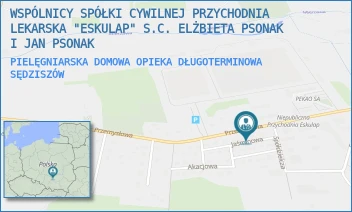 PIELĘGNIARSKA DOMOWA OPIEKA DŁUGOTERMINOWA - WSPÓLNICY SPÓŁKI CYWILNEJ PRZYCHODNIA LEKARSKA "ESKULAP" S.C. ELŻBIETA PSONAK I JAN PSONAK - PRZEMYSŁOWA 9 B,  SĘDZISZÓW