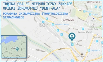 PORADNIA CHIRURGICZNA STOMATOLOGICZNA - IRMINA GRALEC NIEPUBLICZNY ZAKŁAD OPIEKI ZDROWOTNEJ "DENT-ALA" - SPÓŁDZIELCZA 21,  STARACHOWICE