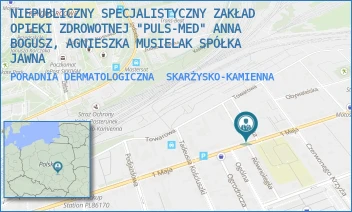 PORADNIA DERMATOLOGICZNA - NIEPUBLICZNY SPECJALISTYCZNY ZAKŁAD OPIEKI ZDROWOTNEJ "PULS-MED" ANNA BOGUSZ, AGNIESZKA MUSIELAK SPÓŁKA JAWNA - 1 MAJA 55,  SKARŻYSKO-KAMIENNA