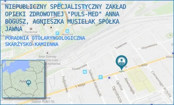 PORADNIA OTOLARYNGOLOGICZNA - NIEPUBLICZNY SPECJALISTYCZNY ZAKŁAD OPIEKI ZDROWOTNEJ "PULS-MED" ANNA BOGUSZ, AGNIESZKA MUSIELAK SPÓŁKA JAWNA - 1 MAJA 55,  SKARŻYSKO-KAMIENNA