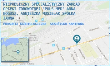 PORADNIA KARDIOLOGICZNA - NIEPUBLICZNY SPECJALISTYCZNY ZAKŁAD OPIEKI ZDROWOTNEJ "PULS-MED" ANNA BOGUSZ, AGNIESZKA MUSIELAK SPÓŁKA JAWNA - 1 MAJA 55,  SKARŻYSKO-KAMIENNA