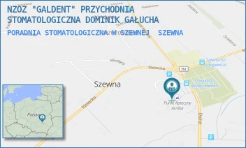 PORADNIA STOMATOLOGICZNA W SZEWNEJ - NZOZ "GALDENT" PRZYCHODNIA STOMATOLOGICZNA DOMINIK GAŁUCHA - PLAC KSIĘDZA MARCINA POPIELA 5,  SZEWNA