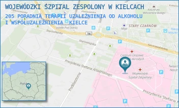 205 PORADNIA TERAPII UZALEŻNIENIA OD ALKOHOLU I WSPÓŁUZALEŻNIENIA - WOJEWÓDZKI SZPITAL ZESPOLONY W KIELCACH - GRUNWALDZKA 45,  KIELCE