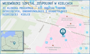 II KLINIKA PEDIATRII - III ODDZIAŁ CHORÓB DZIECIĘCYCH, ENDOKRYNOLOGII I DIABETOLOGII DZIECIĘCEJ - WOJEWÓDZKI SZPITAL ZESPOLONY W KIELCACH - ARTWIŃSKIEGO 3A,  KIELCE