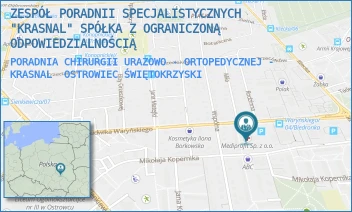 PORADNIA CHIRURGII URAZOWO - ORTOPEDYCZNEJ - KRASNAL - ZESPÓŁ PORADNII SPECJALISTYCZNYCH "KRASNAL" SPÓŁKA Z OGRANICZONĄ ODPOWIEDZIALNOŚCIĄ - KOPERNIKA 29,  OSTROWIEC ŚWIĘTOKRZYSKI