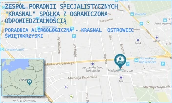 PORADNIA ALERGOLOGICZNA - KRASNAL - ZESPÓŁ PORADNII SPECJALISTYCZNYCH "KRASNAL" SPÓŁKA Z OGRANICZONĄ ODPOWIEDZIALNOŚCIĄ - KOPERNIKA 29,  OSTROWIEC ŚWIĘTOKRZYSKI
