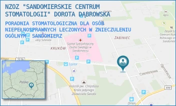 PORADNIA STOMATOLOGICZNA DLA OSÓB NIEPEŁNOSPRAWNYCH LECZONYCH W ZNIECZULENIU OGÓLNYM - NZOZ "SANDOMIERSKIE CENTRUM STOMATOLOGII" DOROTA DĄBROWSKA - DŁUGA 8,  SANDOMIERZ