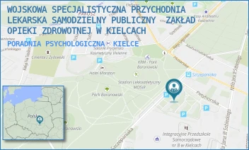 PORADNIA PSYCHOLOGICZNA - WOJSKOWA SPECJALISTYCZNA PRZYCHODNIA LEKARSKA SAMODZIELNY PUBLICZNY  ZAKŁAD OPIEKI ZDROWOTNEJ W KIELCACH - SZCZEPANIAKA 23,  KIELCE