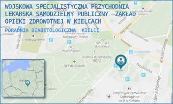 PORADNIA DIABETOLOGICZNA - WOJSKOWA SPECJALISTYCZNA PRZYCHODNIA LEKARSKA SAMODZIELNY PUBLICZNY  ZAKŁAD OPIEKI ZDROWOTNEJ W KIELCACH - SZCZEPANIAKA 23,  KIELCE