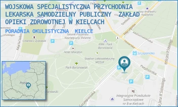 PORADNIA OKULISTYCZNA - WOJSKOWA SPECJALISTYCZNA PRZYCHODNIA LEKARSKA SAMODZIELNY PUBLICZNY  ZAKŁAD OPIEKI ZDROWOTNEJ W KIELCACH - SZCZEPANIAKA 23,  KIELCE