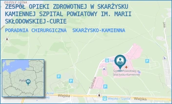 PORADNIA CHIRURGICZNA - ZESPÓŁ OPIEKI ZDROWOTNEJ W SKARŻYSKU-KAMIENNEJ SZPITAL POWIATOWY IM. MARII SKŁODOWSKIEJ-CURIE - SZPITALNA 1,  SKARŻYSKO-KAMIENNA