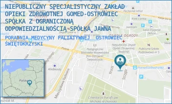 PORADNIA MEDYCYNY PALIATYWNEJ - NIEPUBLICZNY SPECJALISTYCZNY ZAKŁAD OPIEKI ZDROWOTNEJ GOMED-OSTROWIEC SPÓŁKA Z OGRANICZONĄ ODPOWIEDZIALNOŚCIĄ SPÓŁKA JAWNA - POLNA 9F,  OSTROWIEC ŚWIĘTOKRZYSKI
