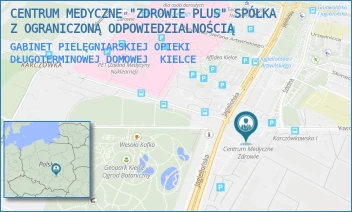 GABINET PIELĘGNIARSKIEJ OPIEKI DŁUGOTERMINOWEJ DOMOWEJ - CENTRUM MEDYCZNE "ZDROWIE PLUS" A. REZNER SPÓŁKA KOMANDYTOWA - KARCZÓWKOWSKA 45,  KIELCE