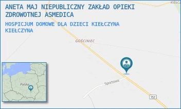 HOSPICJUM DOMOWE DLA DZIECI KIEŁCZYNA - ANETA MAJ NIEPUBLICZNY ZAKŁAD OPIEKI ZDROWOTNEJ ASMEDICA - KIEŁCZYNA-GOŚCINIEC 38,  KIEŁCZYNA