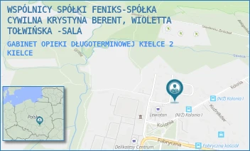 GABINET OPIEKI DŁUGOTERMINOWEJ KIELCE 2 - WSPÓLNICY SPÓŁKI FENIKS-SPÓŁKA CYWILNA KRYSTYNA BERENT, WIOLETTA TOŁWIŃSKA -SALA - SKIBIŃSKIEGO 4/2,  KIELCE