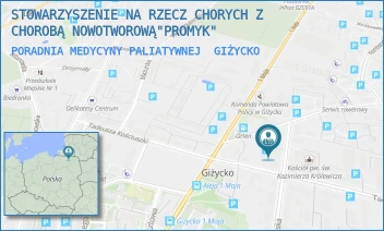 PORADNIA MEDYCYNY PALIATYWNEJ - STOWARZYSZENIE NA RZECZ CHORYCH Z CHOROBĄ NOWOTWOROWĄ"PROMYK" - PIONIERSKA 11,  GIŻYCKO